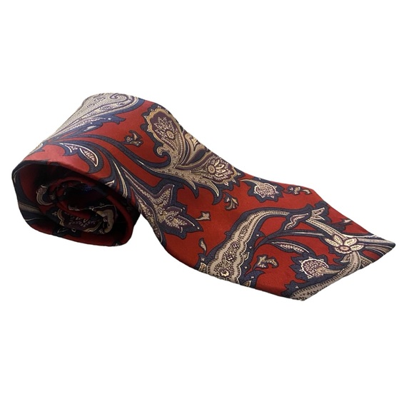 Vintage Oscar De La Renta 100% Imported Silk Made in America Paisley Print Tie - Picture 10 of 10